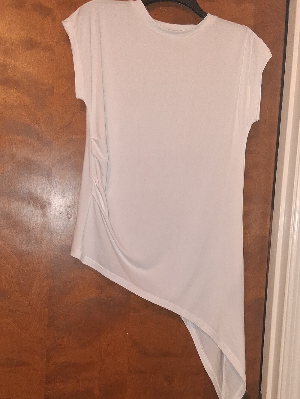 SPANNER White Asymmetric Short Sleeve Draped Tee